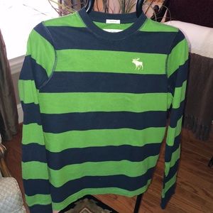 Abercrombie and Fitch navy/green long-sleeve tee